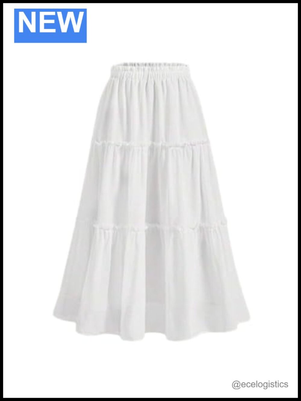 Women's A-Line Midi Skirt High Waist Tiered Ruffle Boho Flowy Summer